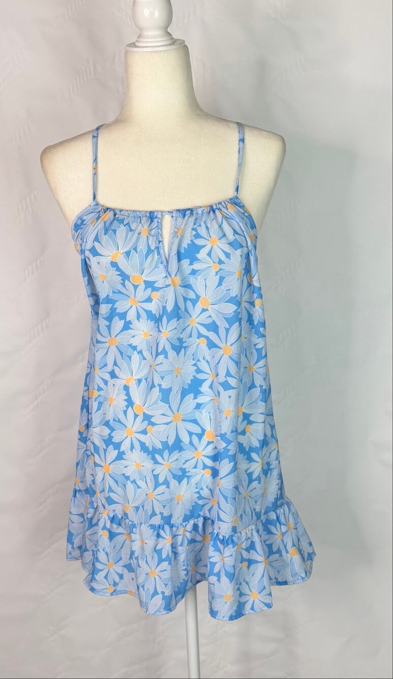 Hurley Blue Floral BlueBell Dress With Adjustable Straps